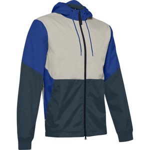 Chaqueta cortavientos para hombre con bloques de color, con capucha, cierre de cremallera, impermeable, transpirable, para deportes al aire libre. - Product Image 1