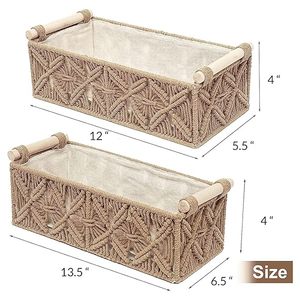Customised Handwoven Modern Decor <b>Storage</b> <b>Basket</b> <b>Rectangle</b> Woven Decorative <b>Basket</b> for Organizing Sundries Multifunctional Use - Product Image 4