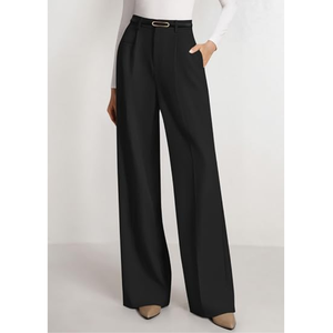 Pantalon de travail à jambes larges pour femmes, pantalon habillé taille haute, pantalon élégant décontracté pour le bureau - Product Image 2
