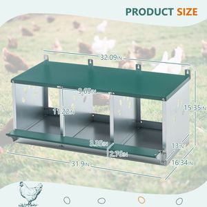 3 Compartment Galvanized Steel Nesting Boxes for Chickens Easy-to-Assemble Metal <b>Egg</b> <b>Storage</b> for Hens - Product Image 2