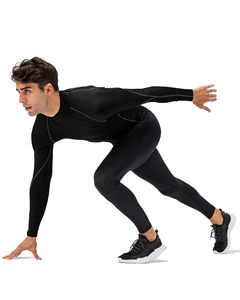 Men Running Compression Shirt MMA Rash Guard Turtle Neck <b>Long</b> <b>Sleeve</b> Athletic <b>Base</b> <b>Layer</b> Rash Guard For Gym Training Cycling Top - Product Image 4