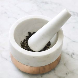Durable Polished Marble Mortar And Pestle Set Ideal For <b>Grinding</b> Spices Seeds Nuts And Preparing Fresh <b>Pastes</b> - Product Image 1