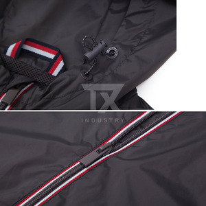 <b>Plain</b> Design Black and White Fashionable Custom Zipper up Windbreaker Jacket for Men Pakistan Manufacturer Windbreaker Jacket - Product Image 6