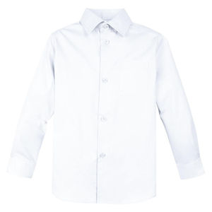 Chemise d'uniforme scolaire unisexe pour enfants, blanche, à manches longues, en polyester/coton Oxford, détection par aiguille - Product Image 3