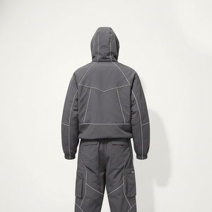 OEM Customized Outdoor Sportswear Men's Polyester Nylon Windbreaker Zip-Up Track Jacket with Hood and Knitted <b>Pants</b> - Product Image 3