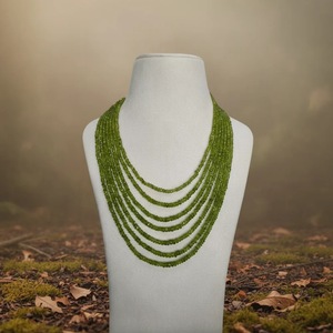 Collar de Peridoto Natural de 43cm Hecho a Mano al por Mayor, Joyería de Piedras Preciosas en Oro Rosa con Perla para Bodas, de la India - Product Image 4