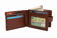 Dompet Kulit Asli Premium WRIZA untuk Pria |   Dompet Cokelat Terbuka dengan Perlindungan RFID, Banyak Slot Kartu, Jendela ID, Benggala Barat