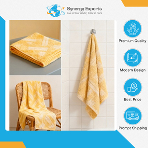 Nouvel Arrivage : Serviettes de Bain Jacquard 100% Coton Zéro Torsion, Style Vintage, Qualité Authentique, Réutilisables, en Vente - Product Image 4