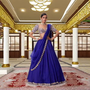 ชุดเลเฮนกา โจลี ดูปาตตา ผ้าจอร์เจตต์เนื้อหนัก ปักลายด้วยดิ้น ประดับด้วยงานตัดเย็บ ตกแต่งด้วยลายปักแบบโมเดิร์น เหมาะสำหรับงานปาร์ตี้ ความยาวระดับพื้น แห้งเร็ว - Product Image 1