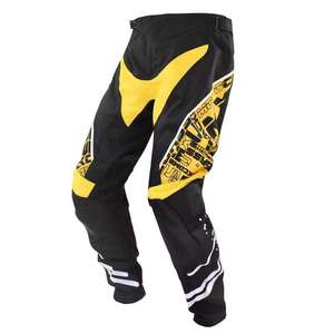 Pantalon Moto Sportif Homme à Panneaux, Taille Élastique, Coton Écologique, Ourlet Effiloché, Imprimé par Sublimation, Orange Jaune Néon Noir - Product Image 2