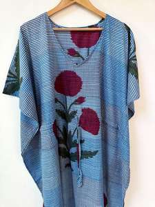 Robe longue kaftan en coton à motifs floraux indiens, idéale pour la plage, adaptée à la maternité, et parfaite pour se détendre - Product Image 6