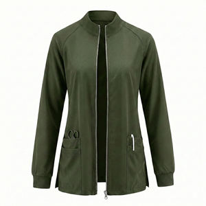 Blouse médicale personnalisable à fermeture éclair intégrale, sans col, manches longues, prix de gros, directement de l'usine - Product Image 2