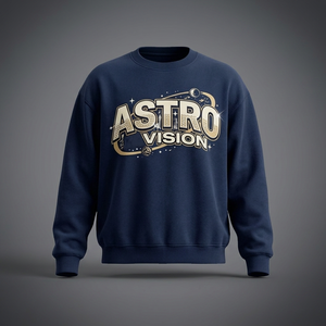 เสื้อฮู้ดคอกลมแขนยาวลายกราฟิกตัวอักษรประดับเพชร สไตล์สตรีทแวร์ ธีมอวกาศสีน้ำเงิน - Product Image 3