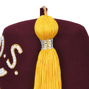 Sombrero Fez D.O.S. color granate con borla, varios colores, servicio OEM, regalia masónica, material de fieltro/terciopelo, bordado a mano - Product Image 2