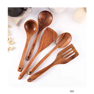 Utensilios de Cocina Ecológicos con Agarre Cómodo, Espátulas de Madera Natural, Juego de Utensilios de Cocina de Madera de Acacia de 9 Piezas para el Hogar - Product Image 3