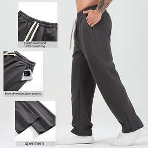 Pantalon de jogging décontracté pour homme en coton gris, taille élastique, avec cordon de serrage, léger, respirant, coupe-vent, poches latérales, automne - Product Image 2