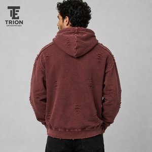 Sudadera con Capucha Distressed Vintage Urbana de Invierno para Hombre, Sudadera Premium de Moda Personalizada, Ropa Masculina - Product Image 4