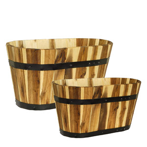 Rustic <b>Wooden</b> Bucket Barrel Flower Pot Outdoor Garden Large <b>Wooden</b> Barrel Planter Solid Wood Barrel Flower Tub <b>Decorative</b> Pot - Product Image 4