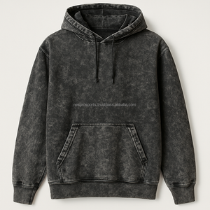 Sweat à capuche délavé à l'acide pour homme, coupe ample, en molleton épais, style streetwear personnalisé, pull vintage en coton - Product Image 3