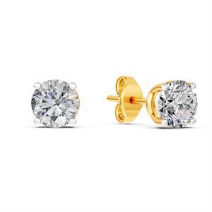 Women's 14K Solid Gold Luxury Solitaire Stud Push <b>Back</b> <b>Earrings</b> 1 Ct Lab Grown Diamond VS Clarity EF Color 5 mm - Product Image 2