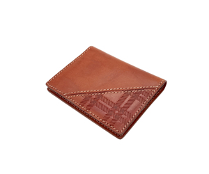 Good Quality Castello Italian Vacchetta Leather RFID Slim Men's ID Card Case Holder Checker Embossed Top Ranking OEM ODM Open - Product Image 3