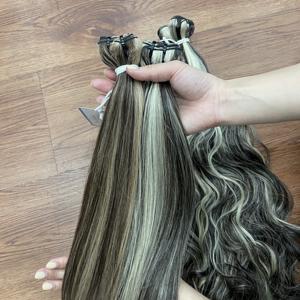 Extensions de cheveux naturels ondulés et lisses de couleur piano, tissage de qualité supérieure, cheveux humains vietnamiens, prêts à être expédiés - Product Image 5
