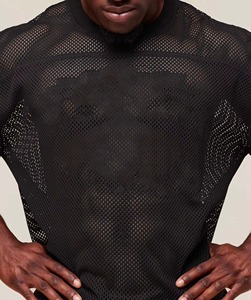 New Mesh Oversized Men T-Shirt Anti- Custom Made Black Men's Sport T-Shirt - Product Image 2