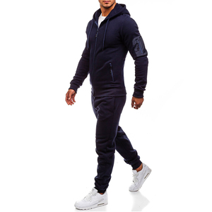 Conjunto Deportivo Negro para Hombre, Sudadera con Capucha y Cremallera de Manga Larga, Bolsillos Laterales, Ropa Casual Transpirable, Diseño Sólido, Invierno 2 en 1 - Product Image 3
