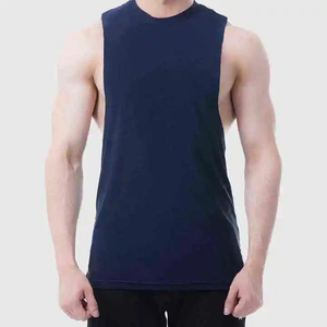 Camiseta sin Mangas de Algodón Azul Marino para Hombre, Cuello Redondo, Tejido Transpirable, Color Sólido, Estilo Casual - Product Image 6