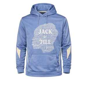 Sweat-shirt à capuche bleu royal Jack and Jill avec motif collage de mots et sweat-shirt élégant pour hommes, femmes et adolescents, vêtement décontracté - Product Image 1