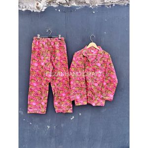 Ensemble pyjama en coton à imprimé animal pour femmes, manches longues, coupe ample, longueur complète, deux pièces, col mandarin - Product Image 6