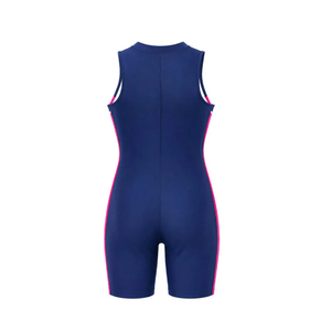 Maillot de bain une pièce sans manches pour femmes, couleur unie, short contrastant, maillot de bain en Spandex et Nylon, maillot de bain athlétique - Product Image 4