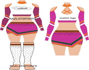 Costume de danse de cheerleading pour adulte, imprimé, avec strass scintillants, uniformes de cheerleading, patchwork métallique, robe de cheerleading à manches longues, jupe - Product Image 1