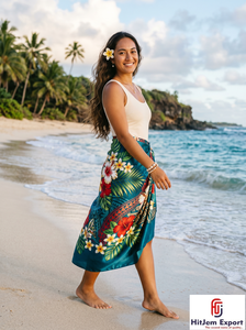 Custom Hawaiian Polynesian Sarong Pareo Printed Satin <b>Beach</b> Wrap OEM ODM Textile Manufacturer Supplier - Product Image 3