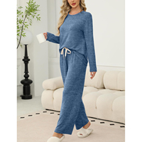 Ensemble de vêtements de détente décontractés pour femmes, deux pièces, en polyester/coton doux, personnalisable, OEM, ODM, fabricant de marques privées