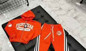 VARSITY SPORTS GEARS Mens Outerwear Sets Vintage Winter Thermal Knitted Embroidered Front Print Custom <b>Strip</b> Sweatsuits - Product Image 4