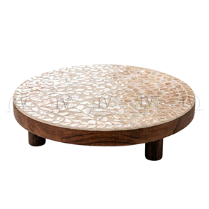 Pedestal de madera con nácar, soporte elevador vintage para decoración de lavabo, para perfume, vela, planta, botella, maquillaje, de Vietnam - Product Image 2
