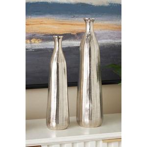 Ensemble de 2 pots à fleurs décoratifs en métal, finition brillante, vases faits à la main pour la décoration du salon, de la chambre ou de la table. - Product Image 1
