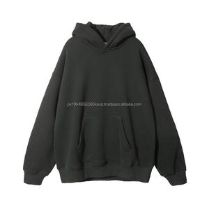 Sweats à capuche en coton sans ficelle avec logo brodé personnalisé pulls unis en éponge polaire streetwear poids lourd pour hommes sweat à capuche - Product Image 4