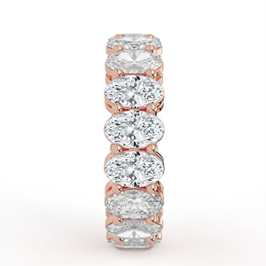 แหวนเพชรทรงรีแบบ Eternity Band ทองคำขาว ประดับเพชรแบบ Shared Prong ริบบิ้นต่อเนื่อง แหวนแต่งงานสุดหรู แหวนซ้อนกันได้ ของขวัญวันครบรอบ เครื่องประดับชั้นดี - Product Image 6