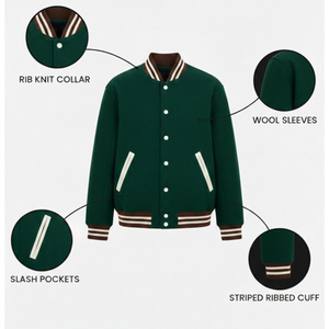 Custom Vintage School College Mens Varisty <b>Jackets</b> Leather sleeves Wool Letterman Crop Varsity <b>Jacket</b> ladies baseball chenille - Product Image 3