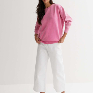 Sweat-shirts décontractés pour femmes de haute qualité, col rond, effet délavé, prix de gros, sweat-shirts délavés sur mesure pour femmes - Product Image 4
