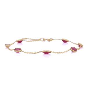 18K Yellow <b>Gold</b> Fine <b>Bangle</b> Bracelet with Ruby Gemstone - Product Image 2