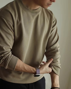 Men's Crew Neck Solid Color Knitted Pullover Regular Fit Casual Sweatshirt Breathable Autumn Wear - Product Image 2
