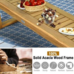 Panca da pranzo da esterno in legno di acacia da 52 pollici con seduta a doghe - Product Image 5