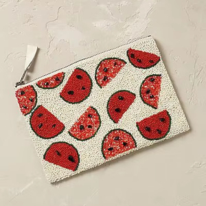 Monedero de nailon con cuentas de sandía, diseño de fruta hecho a mano, con cierre de cremallera, organizador de cosméticos para mujer - Product Image 1