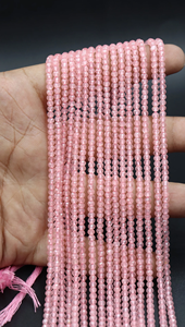Cuentas Rondelle facetadas de cuarzo rosa Cuentas de cuarzo rosa de 3,5mm Cuentas de cuarzo rosa - Product Image 4
