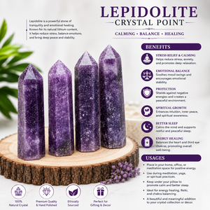 Genuine <b>Top</b> Quality Natural Lepidolite Tower <b>Crystal</b> Point Polished Purple Gemstone For Healing Reiki Meditation Home Decoration - Product Image 2