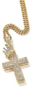 Contemporary Gold Cross Pendant with Moissanite Diamond Detailing Unisex Hip Hop Jewelry for Men and Women - Product Image 2