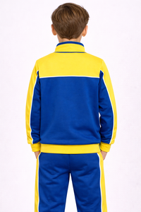 Conjunto Deportivo Premium para Niños en Azul y Amarillo, Tela de Mezcla de Poliéster para Comodidad Durante Todo el Día, Chaqueta con Cierre Completo y Cuello Alto - Product Image 3